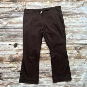 💙 Tory Burch Dark Brown Capri CROPPED Pants Womens Size 8